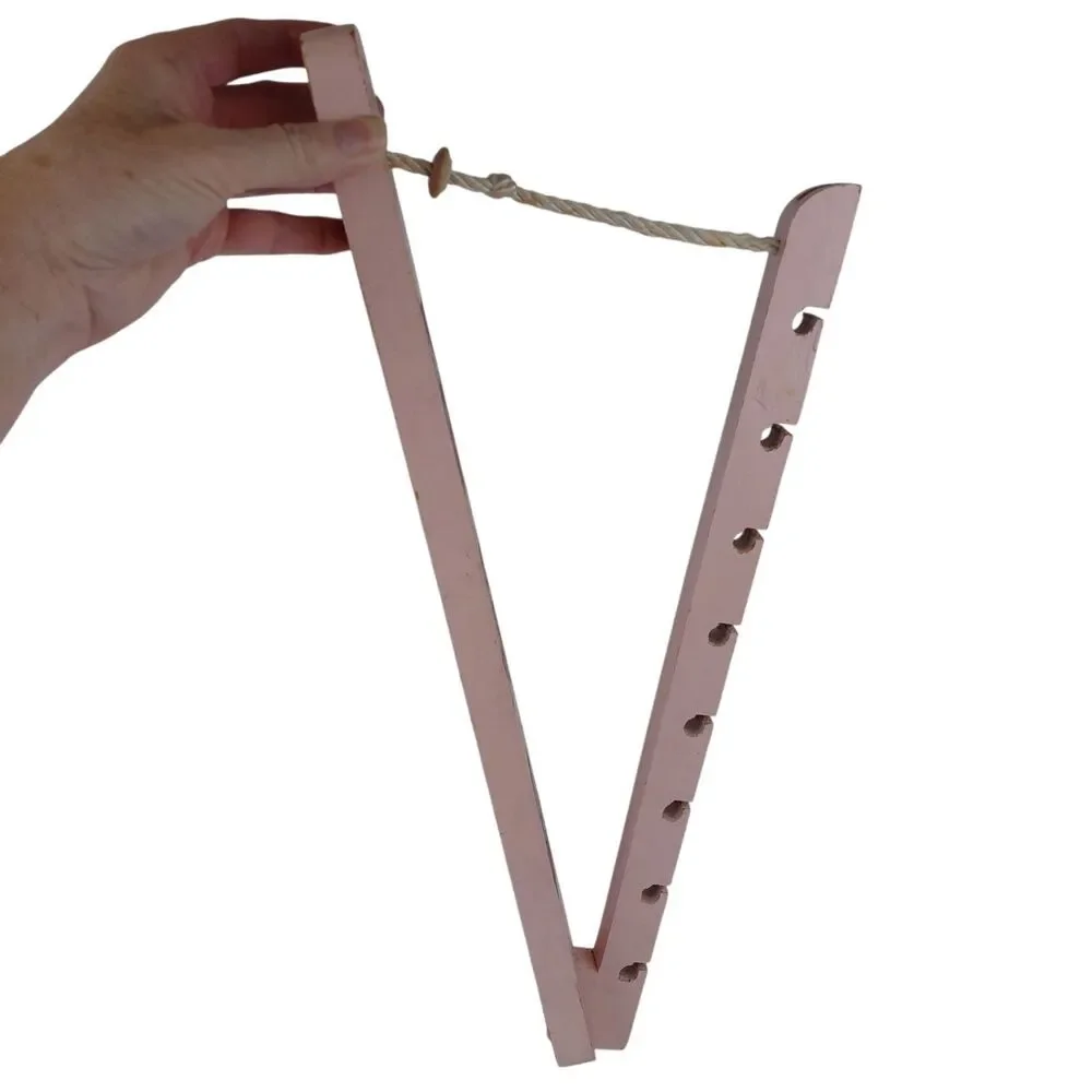 Vtg Child’s Pink Wooden Days Of The Week Clothes Hanger Pigs Toddle Toys Decor